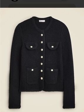 J. Crew Black Bouclé Button-Front Jacket